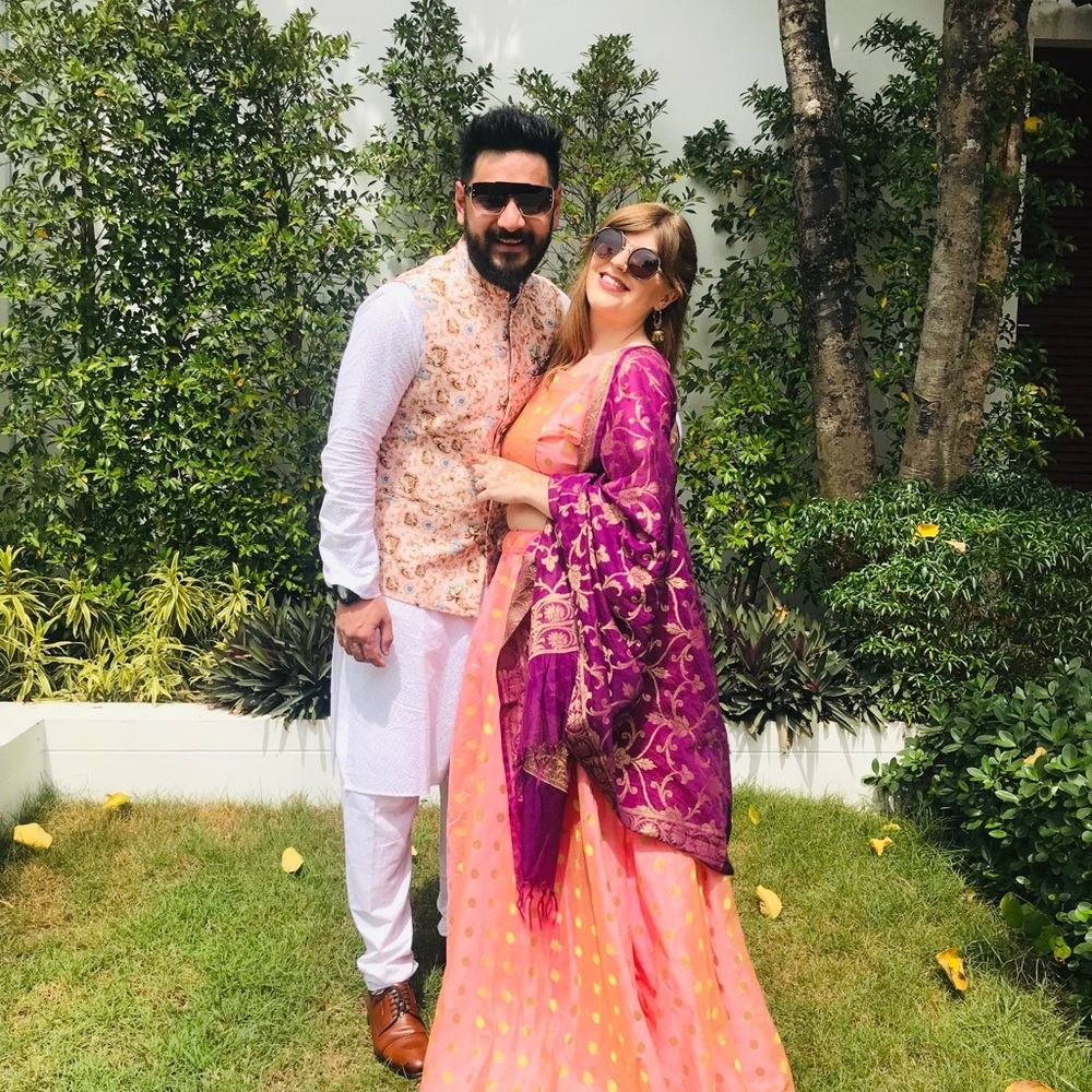 Pink polka dot lehenga